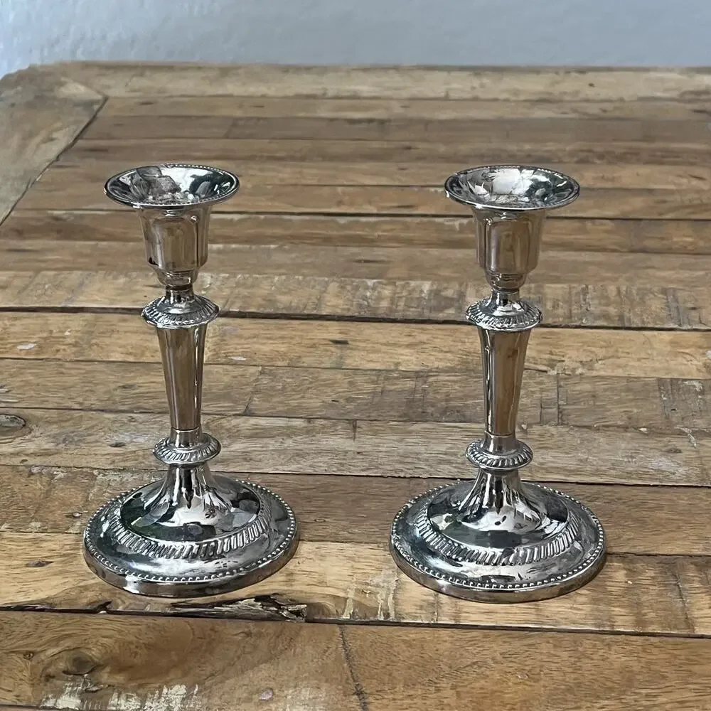 Silver Metal Candlestick Holder Set of 2 5.5